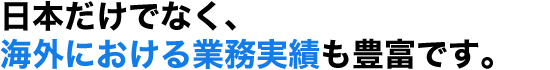 日本だけでなく、海外における業務実績も豊富です。